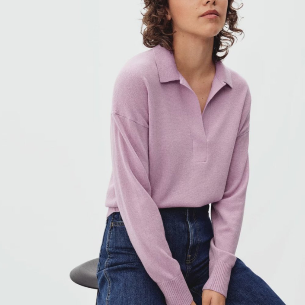 Everlane Cashmere Polo - Lavender - Size S